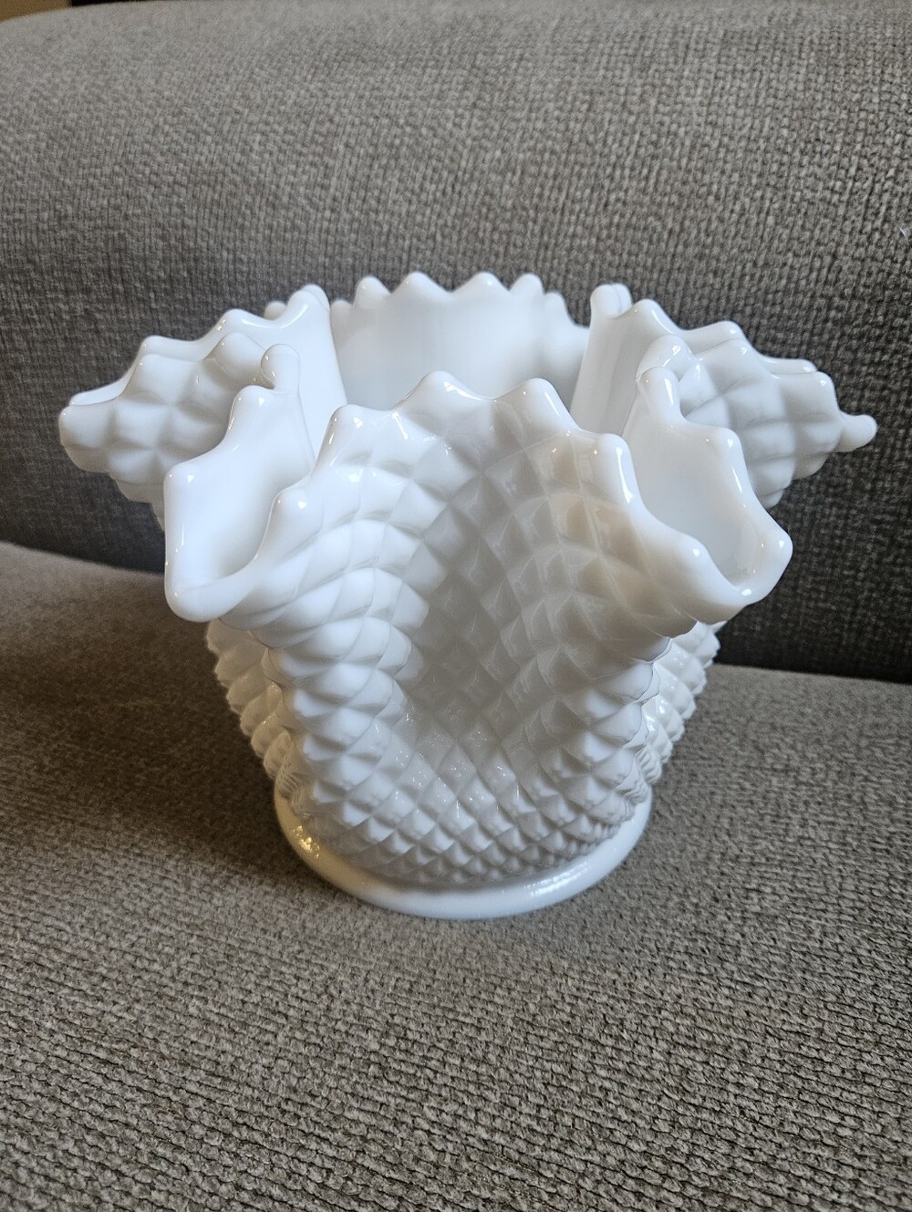 Vintage Westmoreland Milk Glass English Hobnail Handkerchief Vase